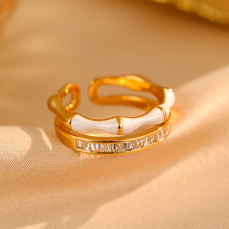 Zircon Bamboo Joint Open Ring Light Luxury Index Finger Ring