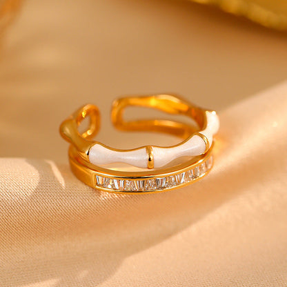 Zircon Bamboo Joint Open Ring Light Luxury Index Finger Ring