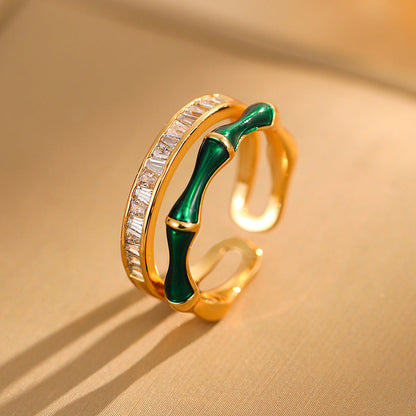 Zircon Bamboo Joint Open Ring Light Luxury Index Finger Ring